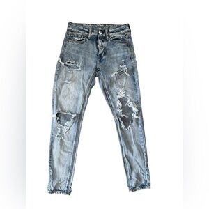 American Eagle acid wash TomGirl button fly jeans size 00